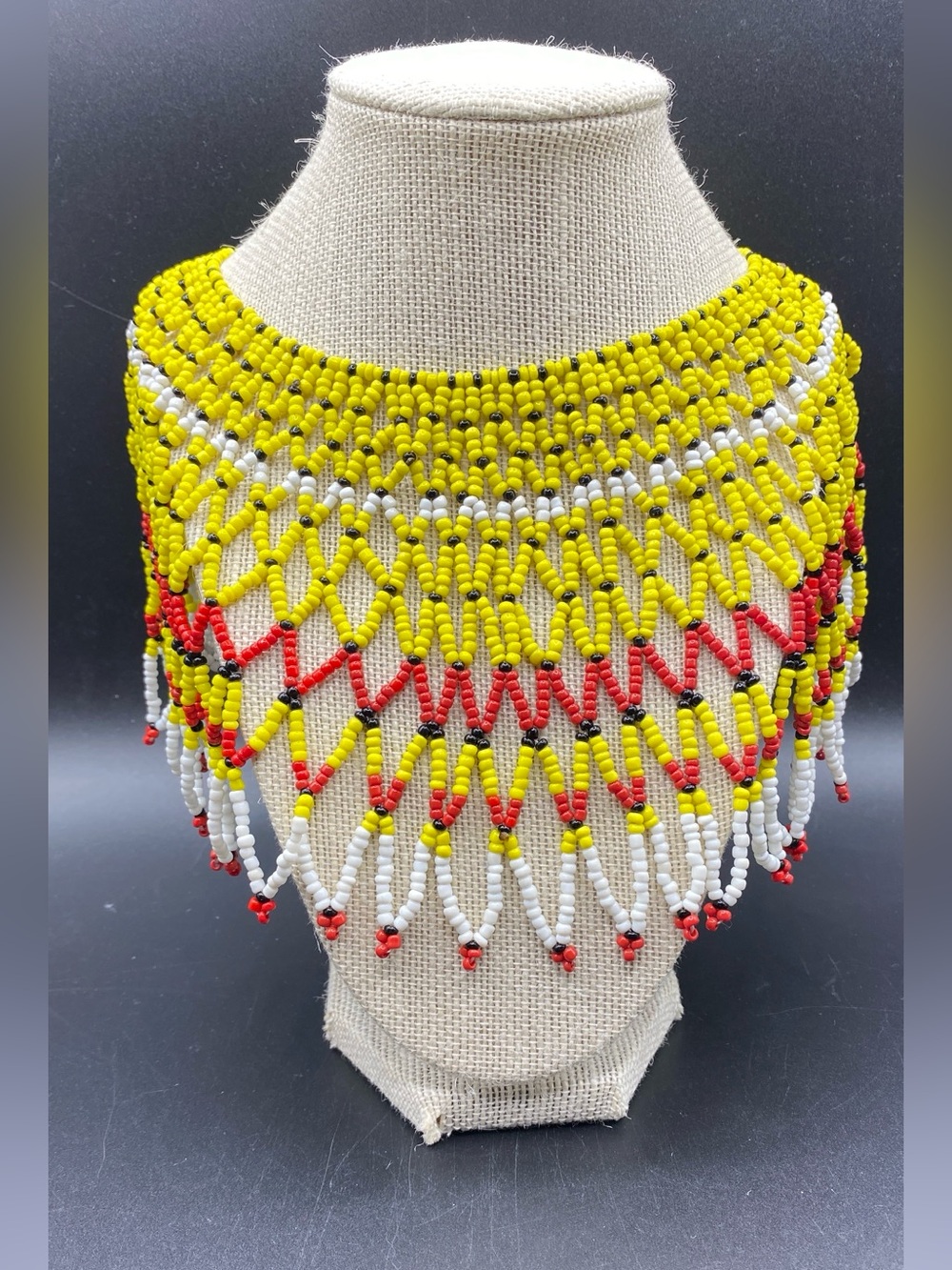Ethnic Hand Woven Beaded Collar Necklace Hippie Tribal Bohemian 15”-17.5” - Picture 8 of 12